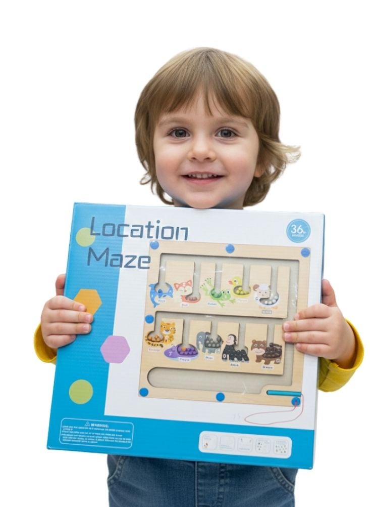 بريميم لوحة متاهة خشبية لفرز الألوان والحيوانات - أحجية خرز مغناطيسية مونتيسوري لتمييز الألوان والعد وتنسيق اليد والعين - Image 5